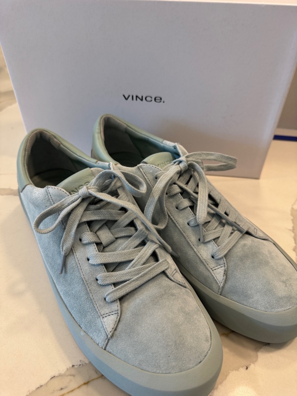 Vince Light Blue Suede Low-Top Sneakers 9.5